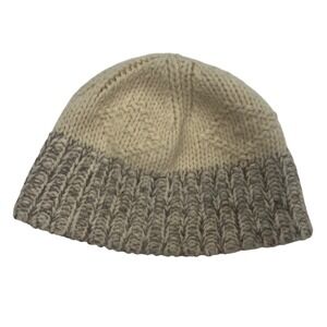 American Eagle Lambswool Angora Blend Beanie Hat Cream‎ Grey Fuzzy Knit RN 54485